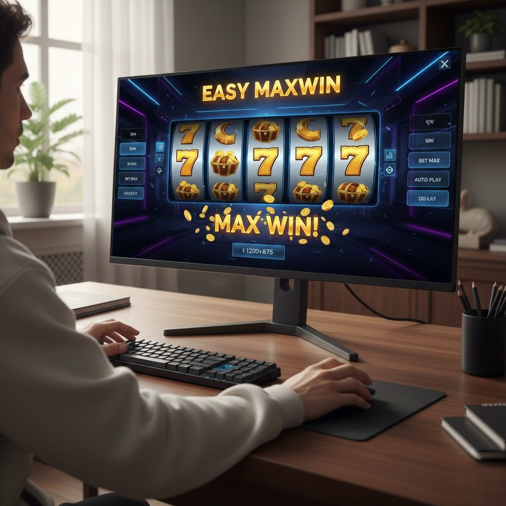 slot online mudah maxwin dengan mesin slot modern dan simbol kemenangan besar